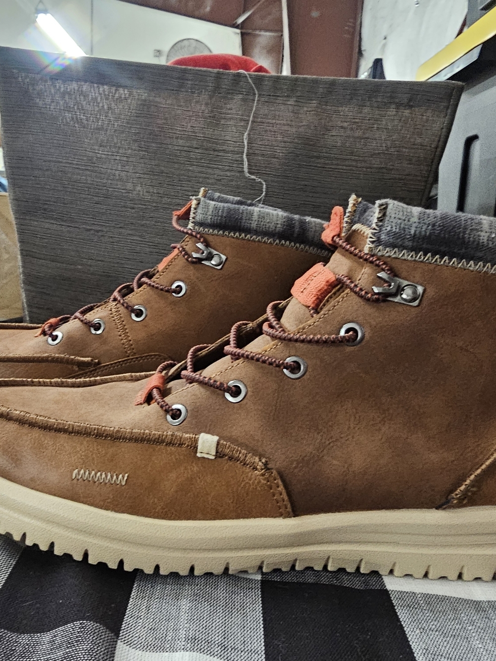 HEYDUDE Men's Bradley Classic Boots - Cognac Brown - Size 12